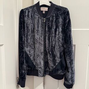 Olivia Palermo + Chelsea28 Velvet Burnout Bomber Jacket Size Small